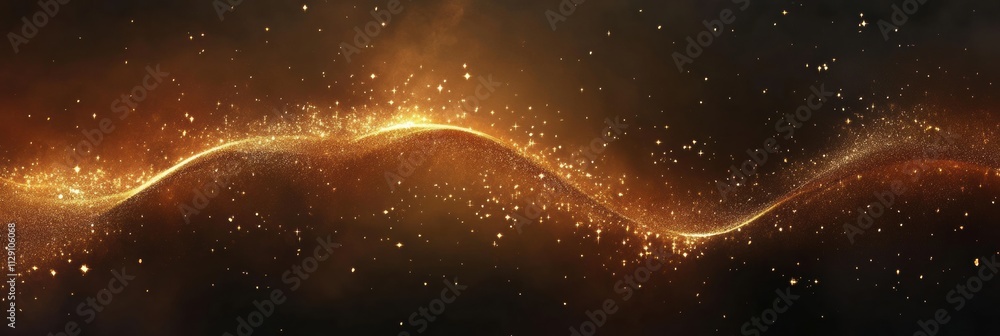 Aufkleber This captivating golden glitter wave flows gracefully across a dark background, creating a perfect space for text or branding elements. Generative AI
