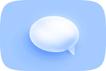 Abstract soft blue volumetric speech bubble. Innovative modern looking 3d cartoon design message bubble, Phone messenger icon. Vector illustration