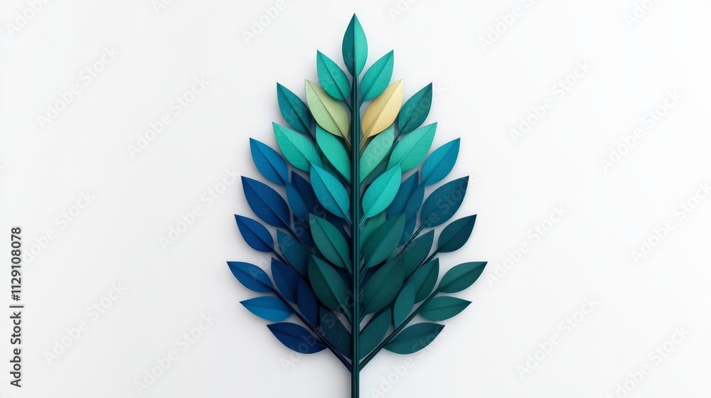 Poster abstract paper branch: a captivating minimalist design featuring a stylized paper branch with vibran