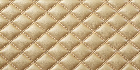Naklejka premium Diamond-Stitched Upholstery Fabric with Subtle Texture and Elegant Beige Hue