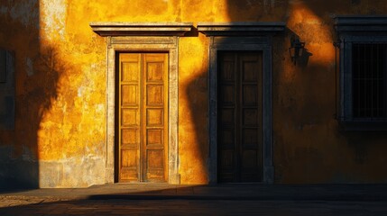 Warm Hues and Contrasting Shadows: The Captivating Charm of an Old Doorway
