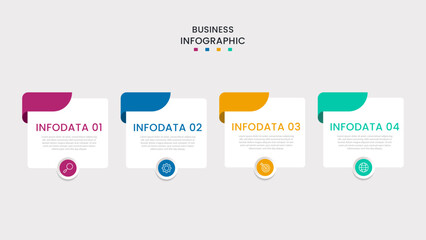 Business Infographic design template Vector with icons and 4 four options or steps. It can be used for process diagrams, presentations, workflow layouts, banners, flow charts, infographics