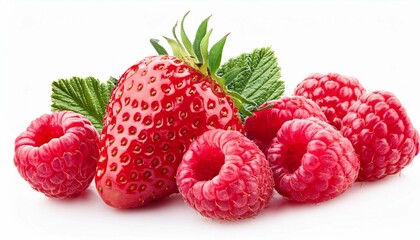 raspberry and strawberry isolated on white background