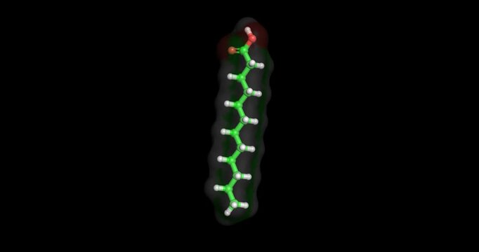 Lauric Acid, nutraceutical, 3D molecule spinning, 4k