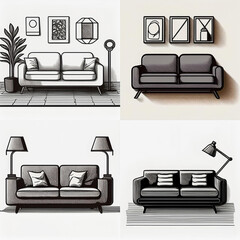 Clean, flat icons for renewable energy, including solar, wind, and eco-friendly technologies for green energy branding.