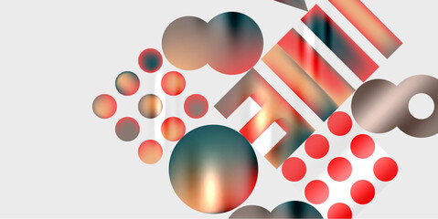 Simple shapes - circles, triangles, rectangles abstract background. Vector Illustration For Wallpaper, Banner, Background, Card, Book Illustration, landing page