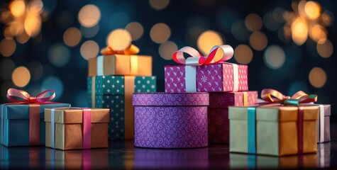 Gift boxes wrapped in vibrant colors are prepared for donation at a Valentine's Day charity event, bringing joy and hope to those experiencing hardship