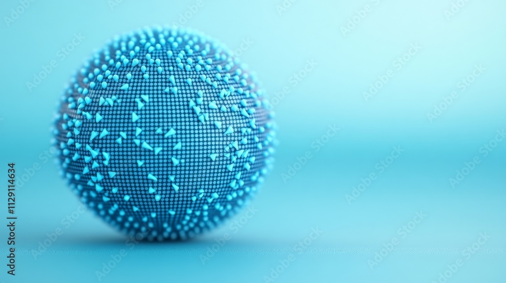 Poster abstract 3d sphere: a mesmerizing 3d sphere with a textured surface, rendered in a vibrant blue hue.
