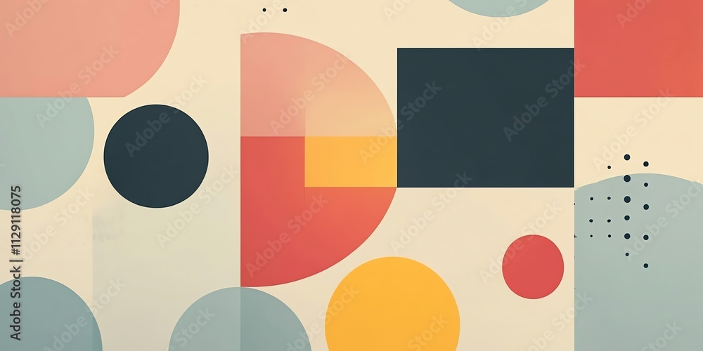 Poster Abstract geometric composition featuring colorful shapes and forms.