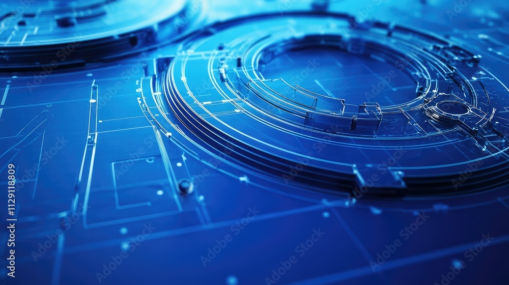 Poster technical blueprints in abstract innovation