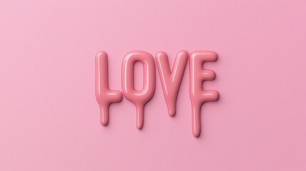 Melting Pink Love Words on a Pastel Pink Background