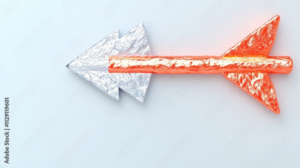 Poster double arrow concept: contrasting metallic arrows pointing left and right symbolize opposing directi