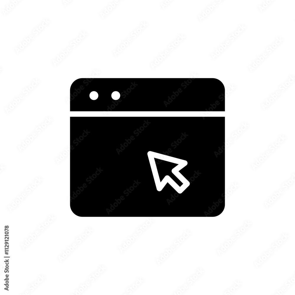 Poster browser window icon flat vector set outline