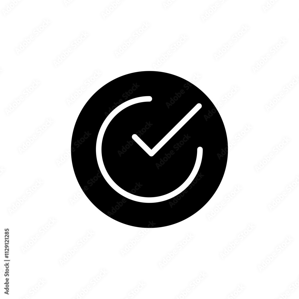 Poster check mark icon flat vector set outline
