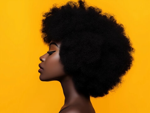 African fashion model with beautiful 4c hair