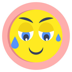 A creative design icon of weeping face