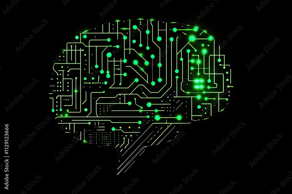 Aufkleber exploration of the interconnected brain-like circuitry illustrating the fusion of technology and neu