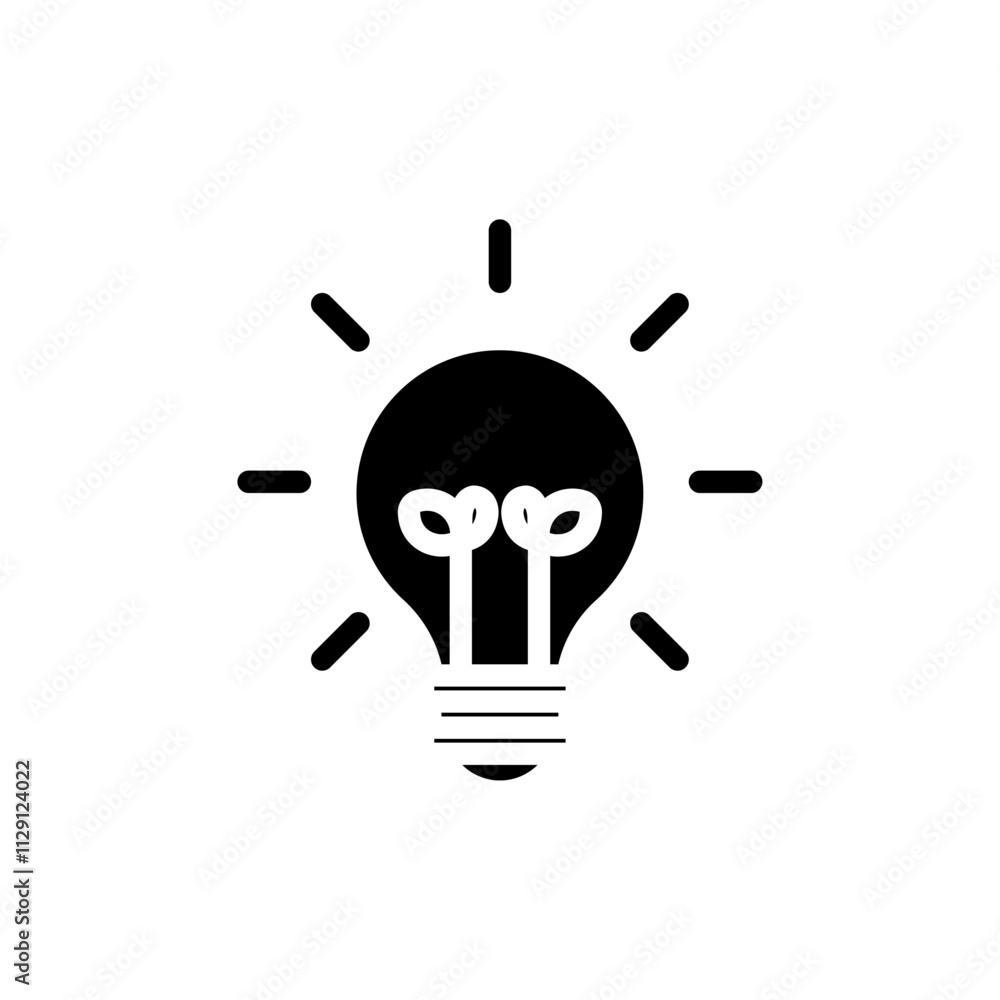 Poster lightbulb icon flat vector set outline