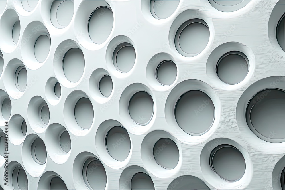 Poster modern architectural design featuring a textured wall with circular cutouts showcasing creativity an