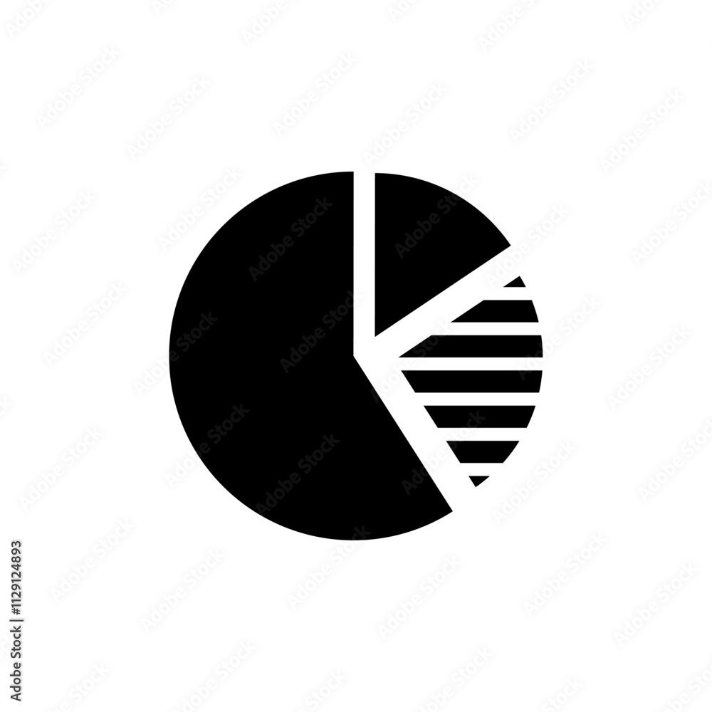 Poster pie chart icon flat vector set outline