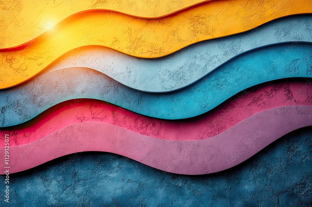 Poster colorful waves of textured layers create a vibrant backdrop of artistic expression in a contemporary