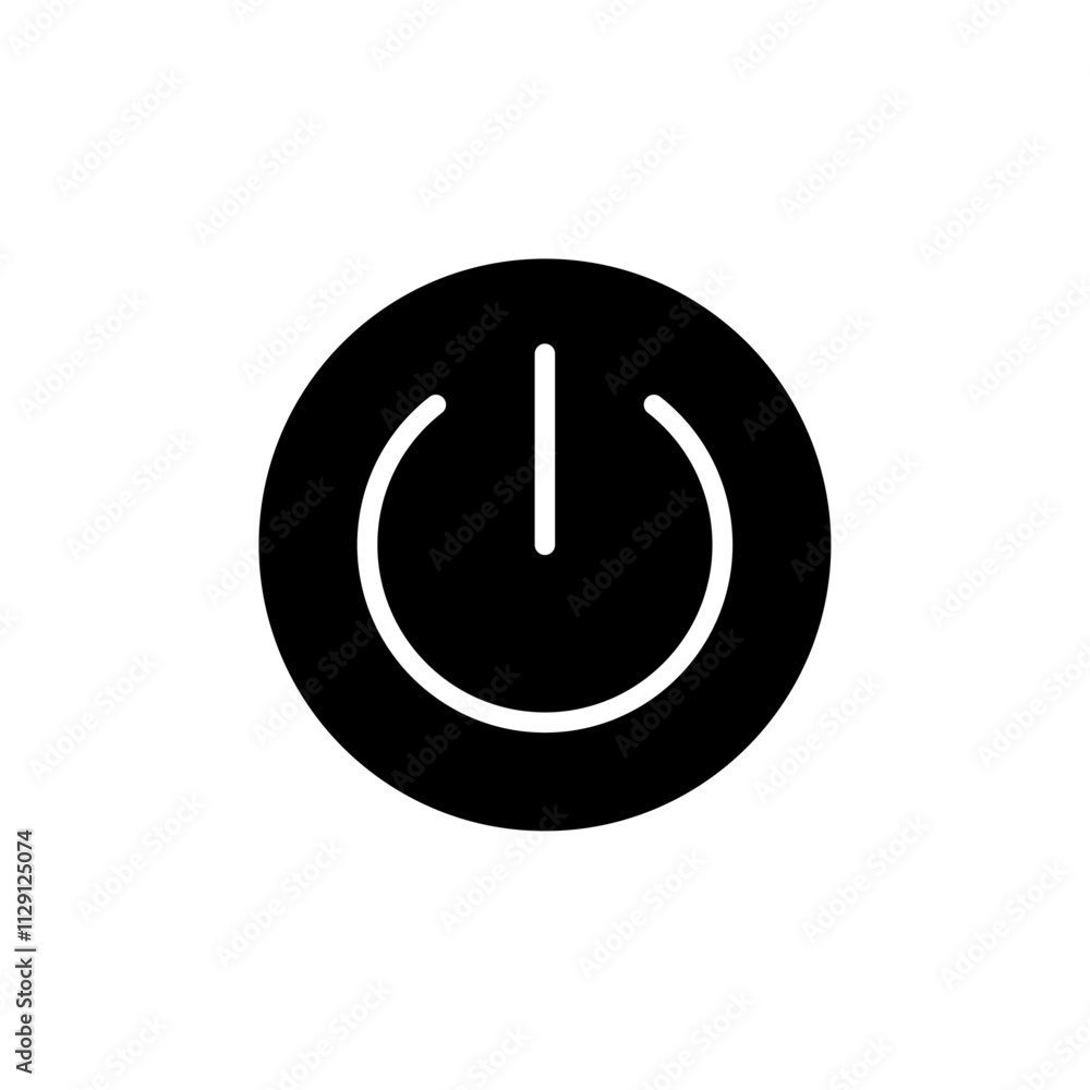 Poster power button icon flat vector set outline