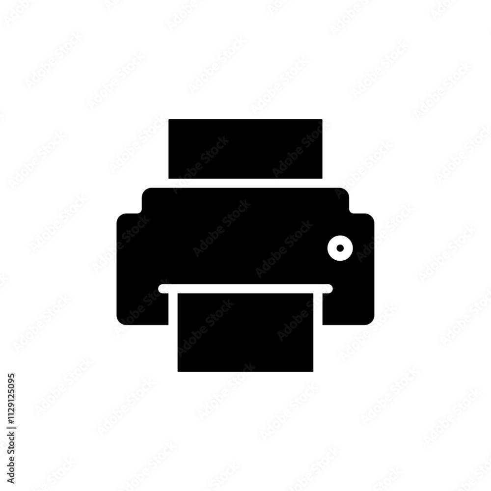 Poster print button icon flat vector set outline