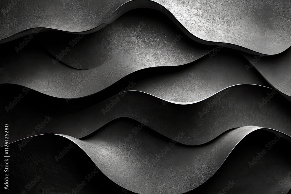 Poster Abstract curves create an enchanting flow of shadows and light in a minimalist design. Generative AI