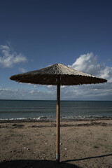 Beach with umbrellas and beautiful colors at summer