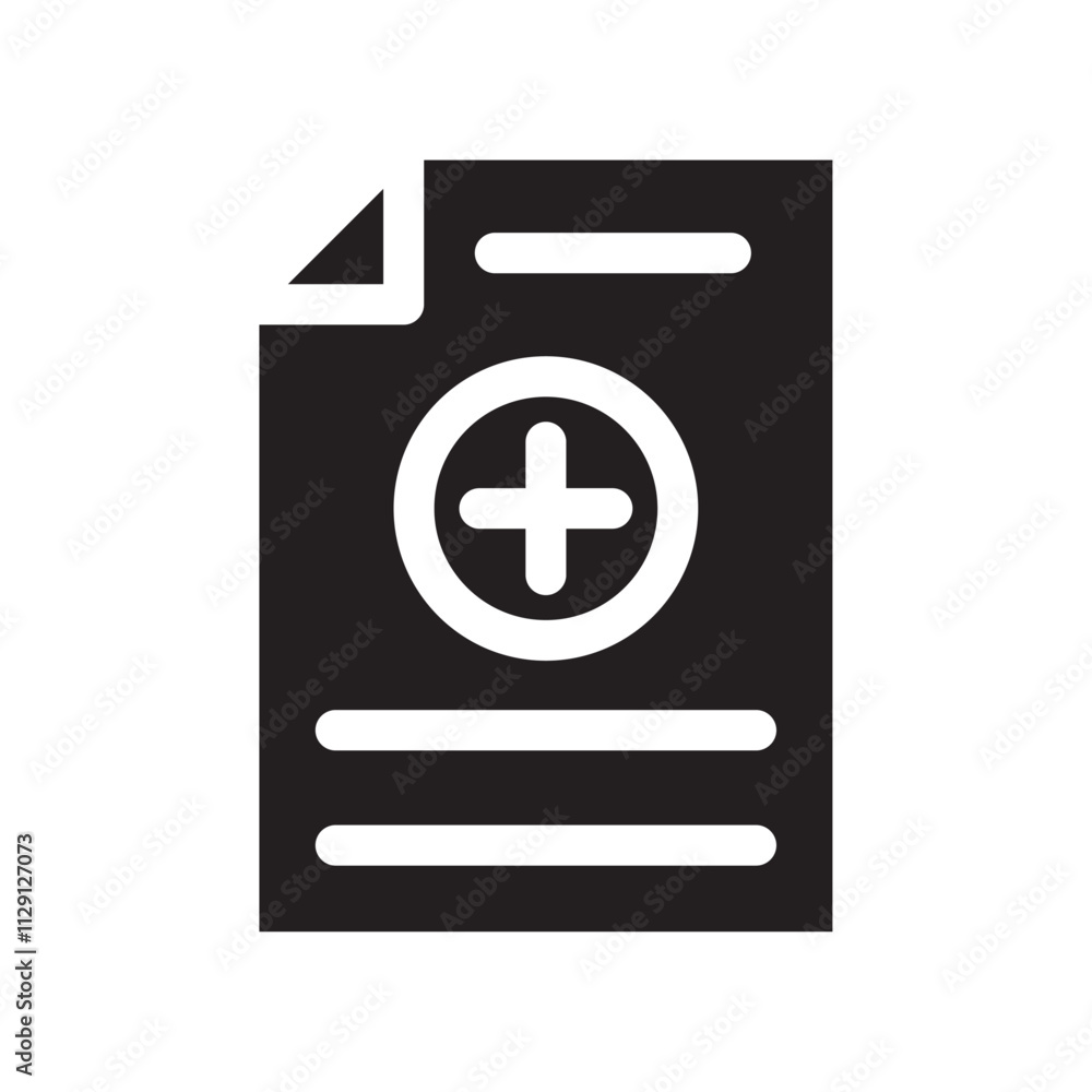 Poster add document icon flat vector set outline