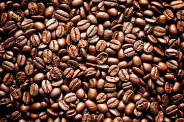 Roasted Coffee Beans background texture. 