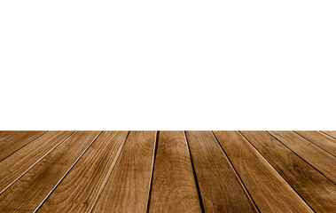 Empty top wood table isolated on white background used for display or montage your products