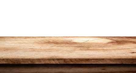 Empty top wood table isolated on white background used for display or montage your products