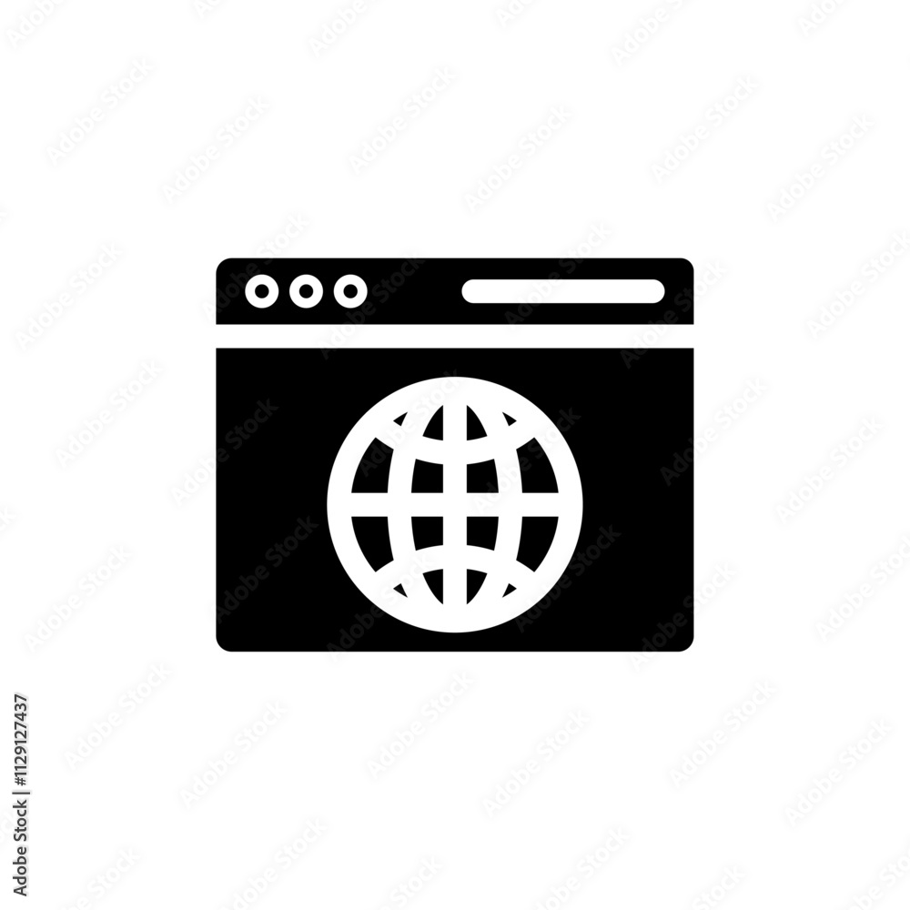 Poster browser icon flat vector set outline