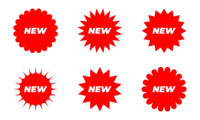 Bright red new labels for product promotion