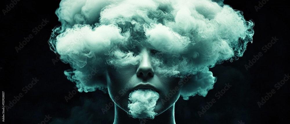 Aufkleber surreal artistic representation of cloudy thoughts abstract space digital art ethereal atmosphere cl