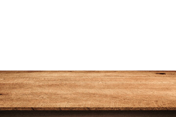 Empty top wood table isolated on white background used for display or montage your products