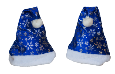 Blue Santa hat on white background