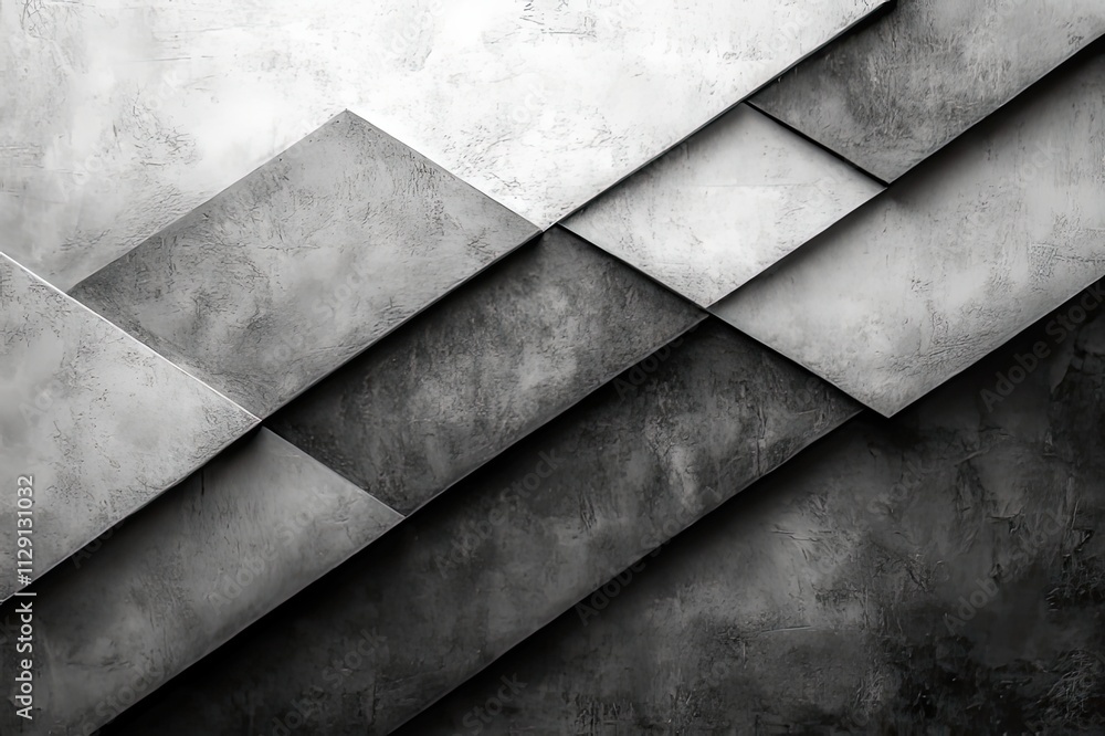 Poster dynamic geometric patterns create an intriguing visual depth in a black and white abstract compositi
