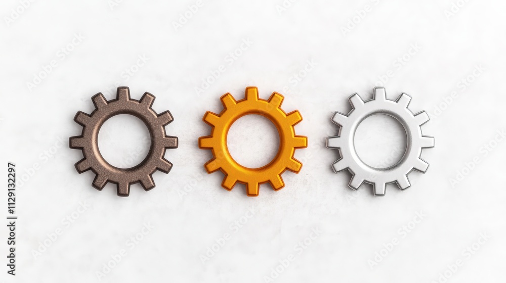 Poster three interlocking gears: a visual representation of teamwork, collaboration, and synergy. three met