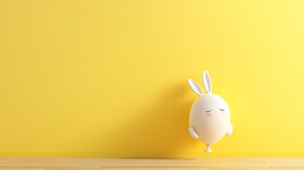 A balloon shaped like a rabbit against a bright yellow background