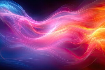 Vibrant swirls of color dance across a dark canvas in an abstract display of light and movement. Generative AI