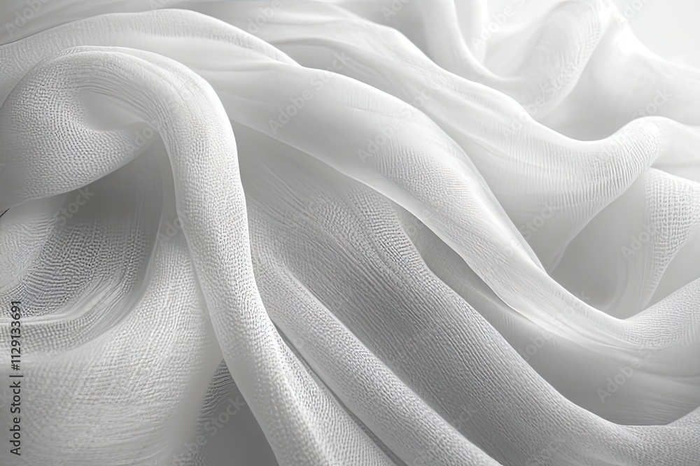 Poster Delicate white fabric drapes softly, creating a sense of tranquility and elegance in a serene setting. Generative AI