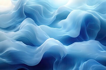 Obraz premium Swirling waves of blue and white capture the essence of oceanic tranquility in an ethereal dreamscape. Generative AI