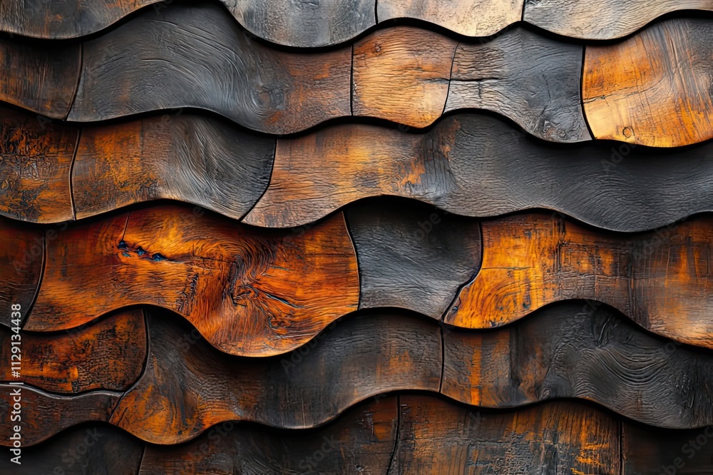Aufkleber natural elegance of wavy wooden textures creating a warm and inviting atmosphere in design. generati
