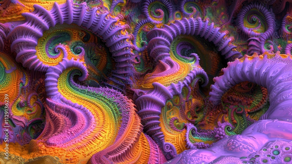 Aufkleber intricate colorful swirls in vibrant fractal design with spiraling patterns