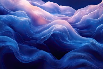 Obraz premium Waves of serenity dance in an ethereal swirl of deep blue and soft lavender hues. Generative AI