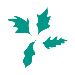 Obraz premium Four bluish green leave sheets illustration art