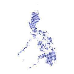 Abstract graphic Philippines map from pixel blue on a white background. Vector illustration.