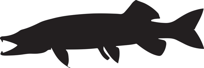 pike fish silhouette design vector art illustration